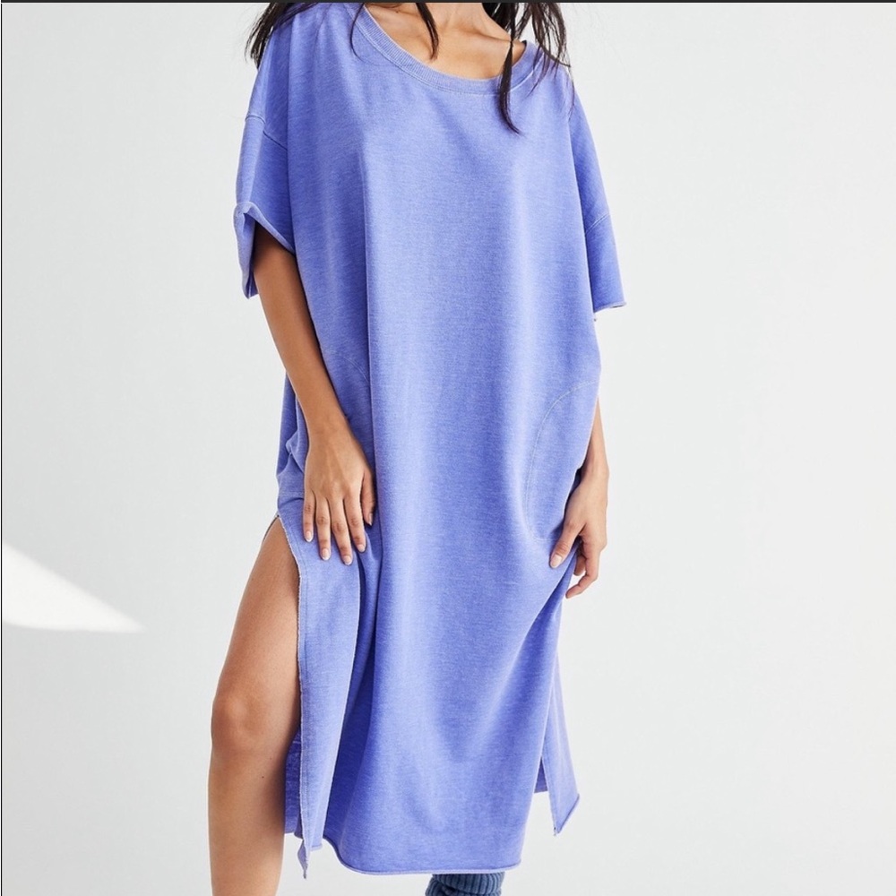Free People Cozy Girl Tee Dress Lightweight oversized slits pockets size large